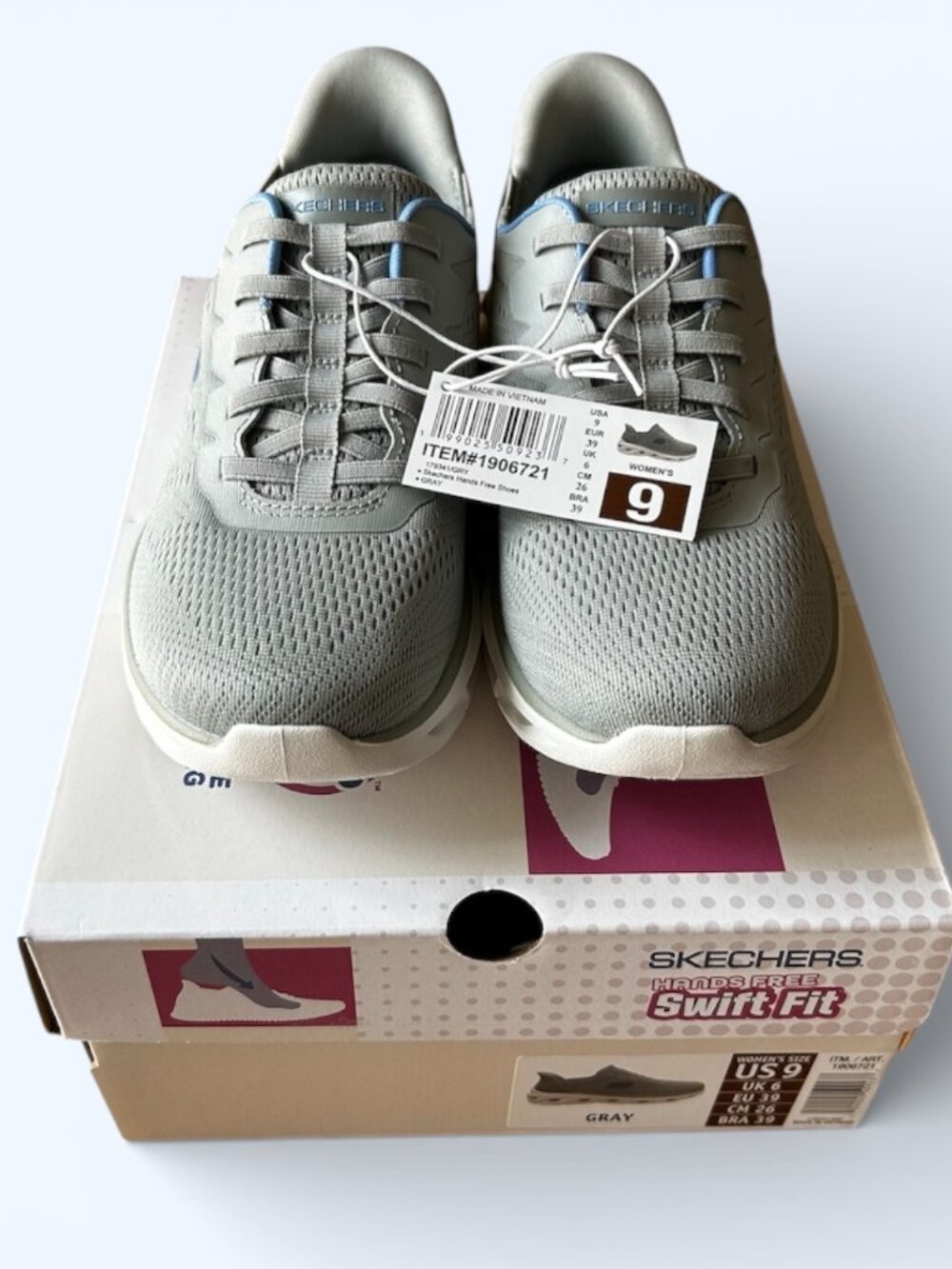 Skechers Women's Glide Step Sneaker Hands Free Swift Fit Gray Size 9
